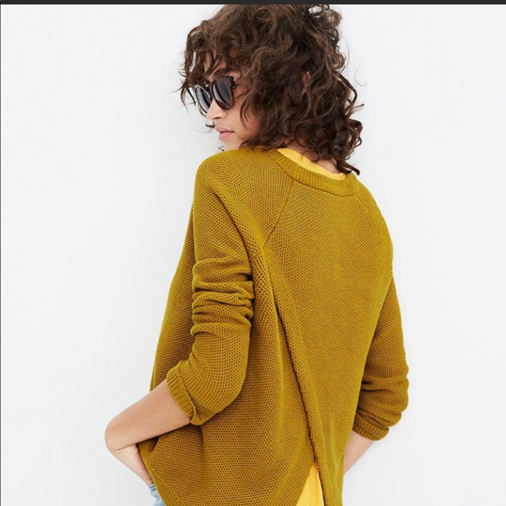 MADEWELL Mustard yellow Sweater open back wide cropped fit